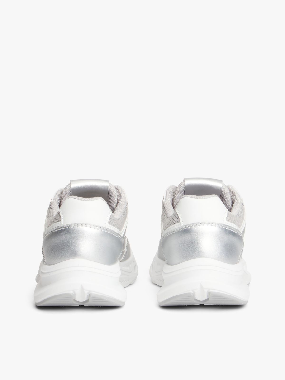 TH Monogram Metallic Chunky Trainers — Silver