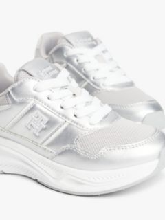 TH Monogram Metallic Chunky Trainers — Silver 6