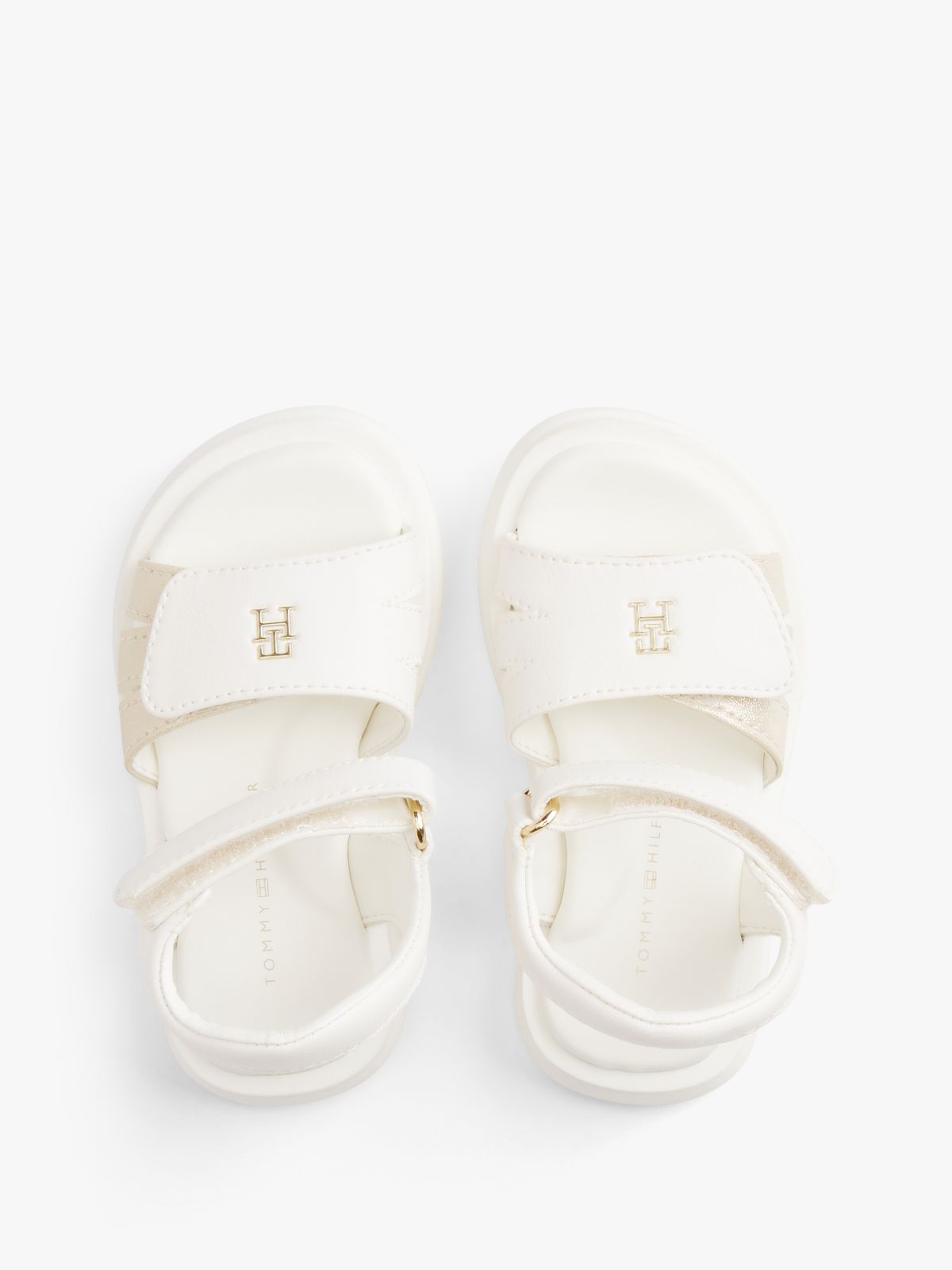 TH Monogram Hook And Loop Sandals — White