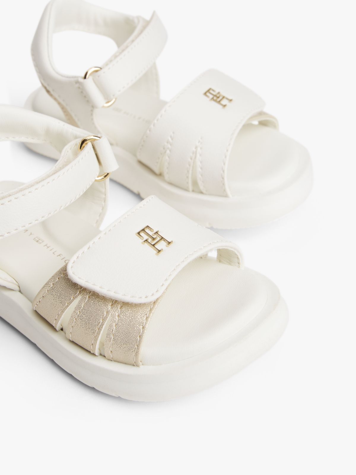 TH Monogram Hook And Loop Sandals — White