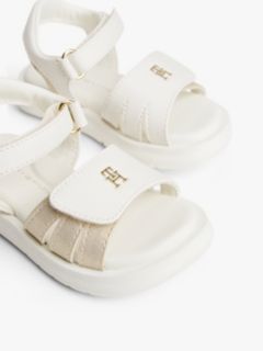 TH Monogram Hook And Loop Sandals — White 6