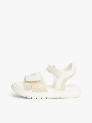 white th monogram hook and loop sandals for girls tommy hilfiger