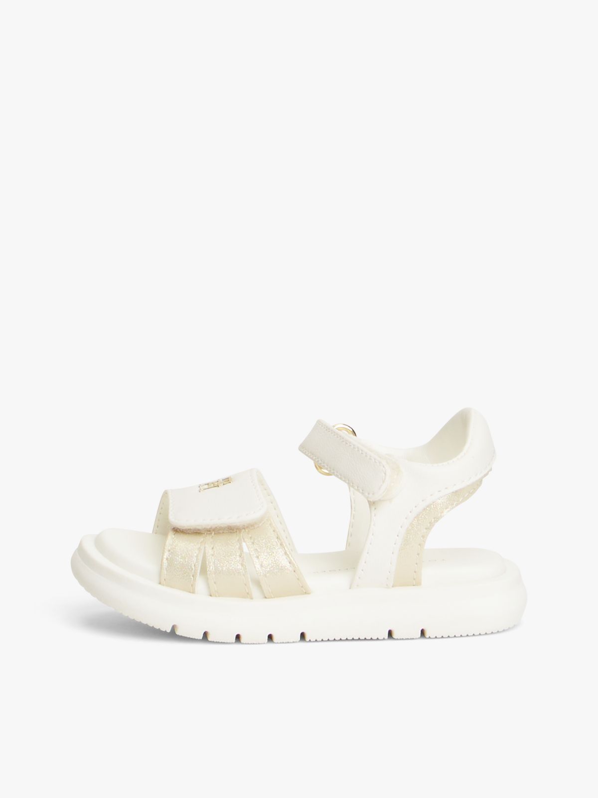 TH Monogram Hook And Loop Sandals — White