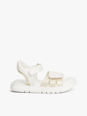white th monogram hook and loop sandals for girls tommy hilfiger