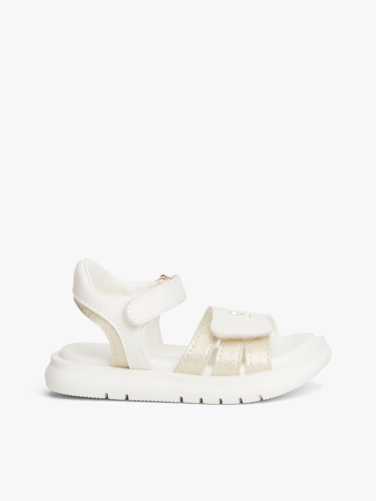 TH Monogram Hook And Loop Sandals — White