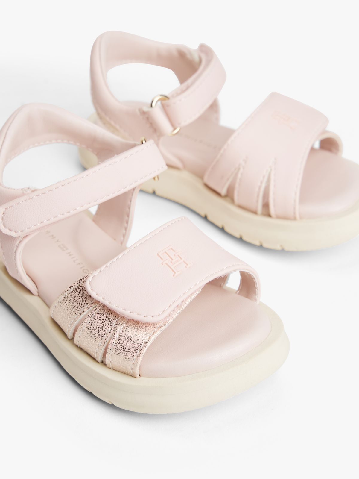TH Monogram Hook And Loop Sandals — Pink