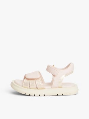 pink th monogram hook and loop sandals for girls tommy hilfiger