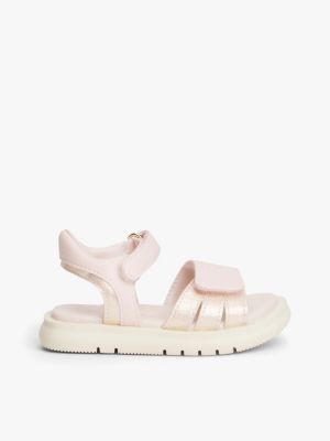 pink th monogram hook and loop sandals for girls tommy hilfiger