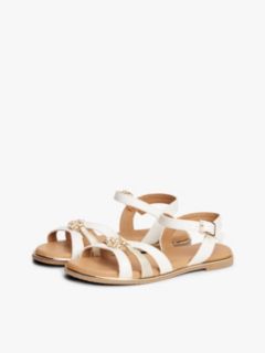 TH Monogram Metallic Trim Sandals — White 2
