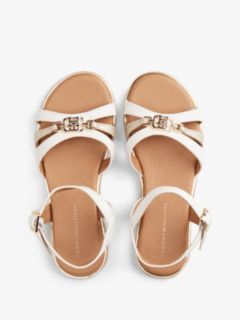 TH Monogram Metallic Trim Sandals — White 3