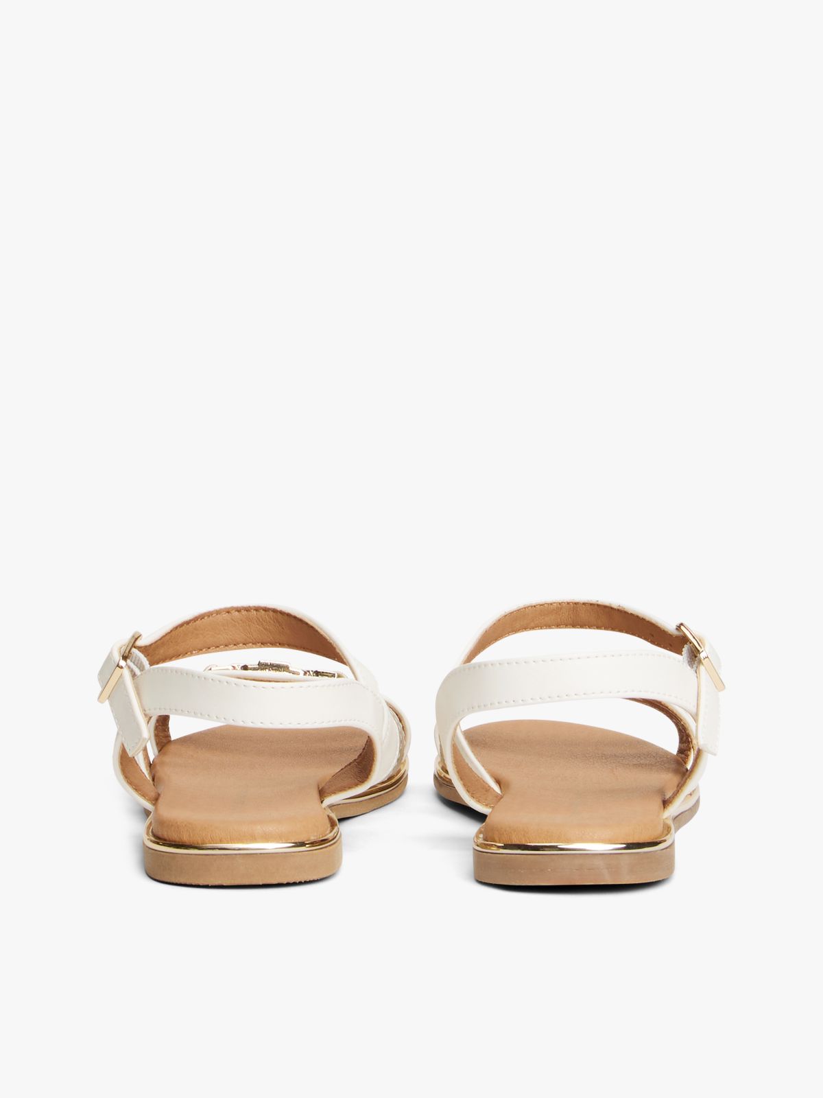 TH Monogram Metallic Trim Sandals — White