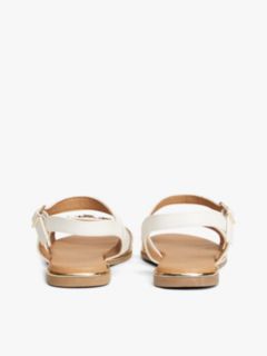 TH Monogram Metallic Trim Sandals — White 4