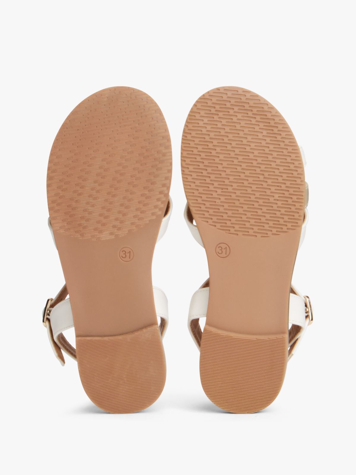 TH Monogram Metallic Trim Sandals — White