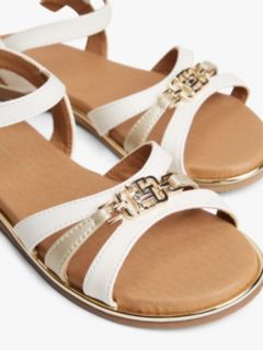TH Monogram Metallic Trim Sandals — White 6