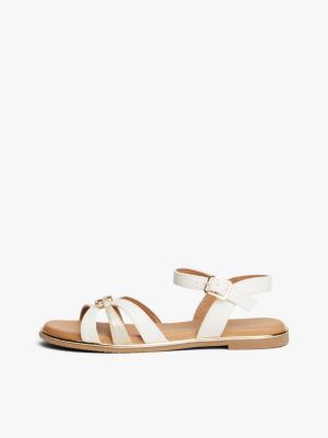 sandales th monogram à bordure métallisée blanc pour filles tommy hilfiger