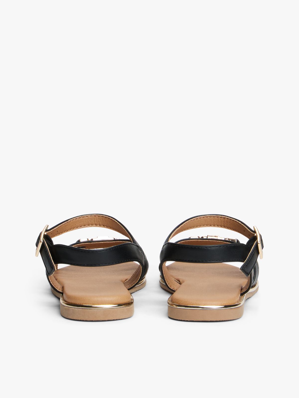 TH Monogram Metallic Trim Sandals — Black
