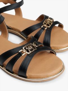 TH Monogram Metallic Trim Sandals — Black 6