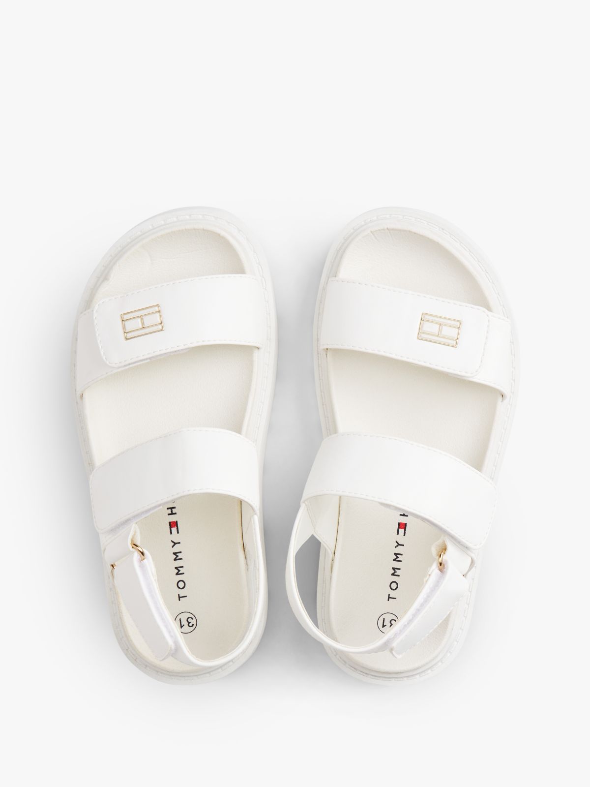 Chunky Cleat Hook And Loop Sandals — White