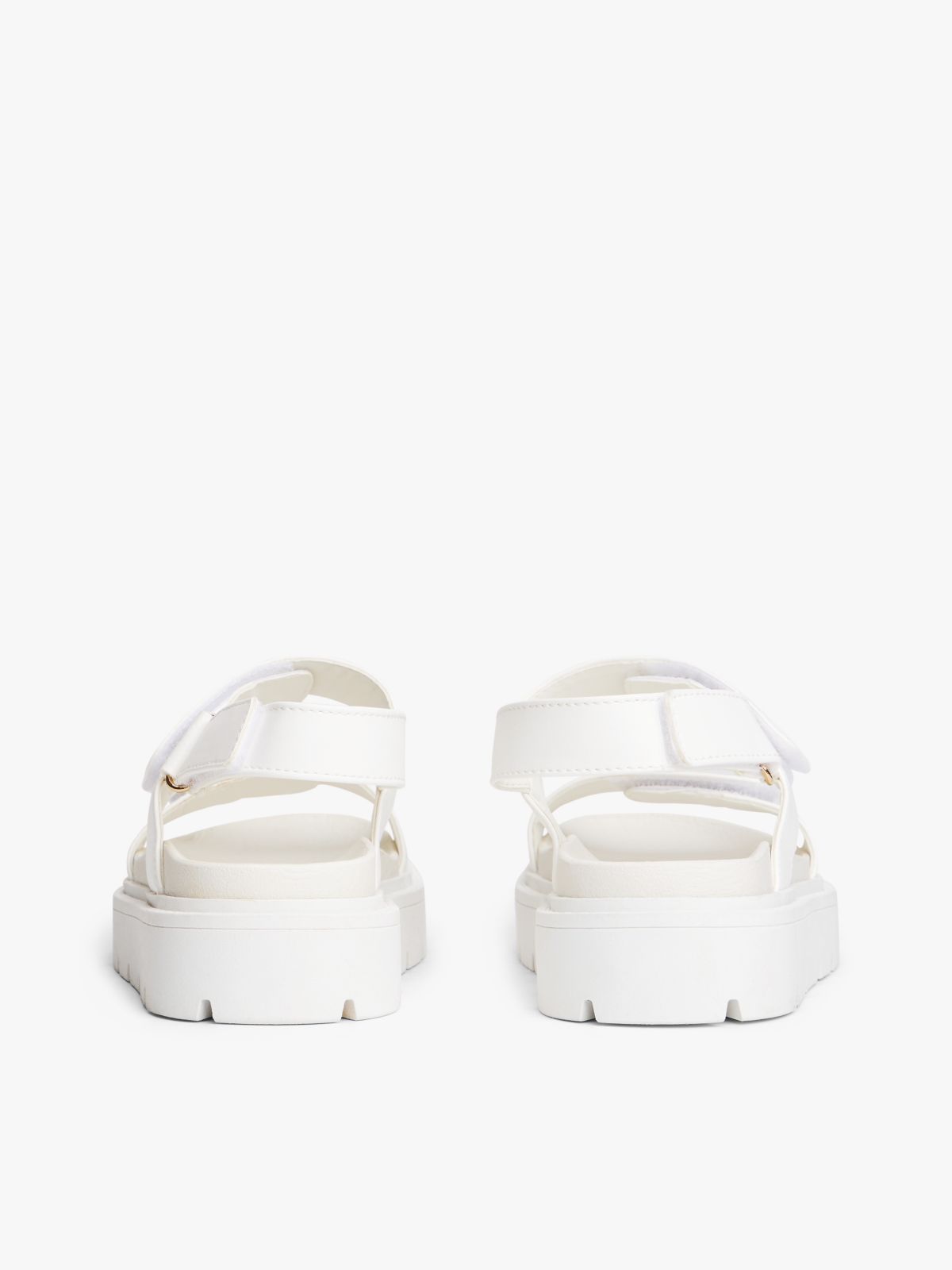 Chunky Cleat Hook And Loop Sandals — White
