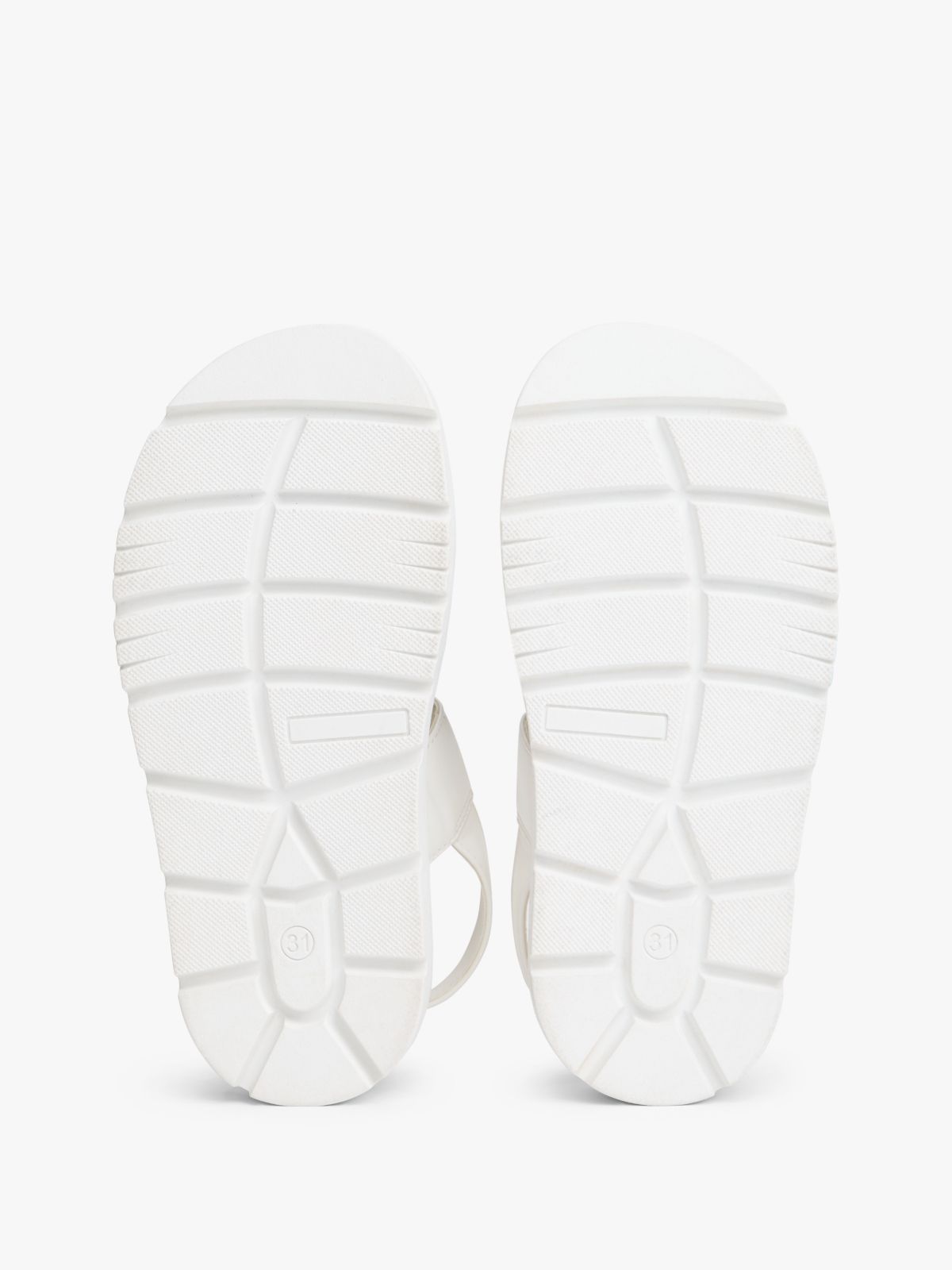 Chunky Cleat Hook And Loop Sandals — White
