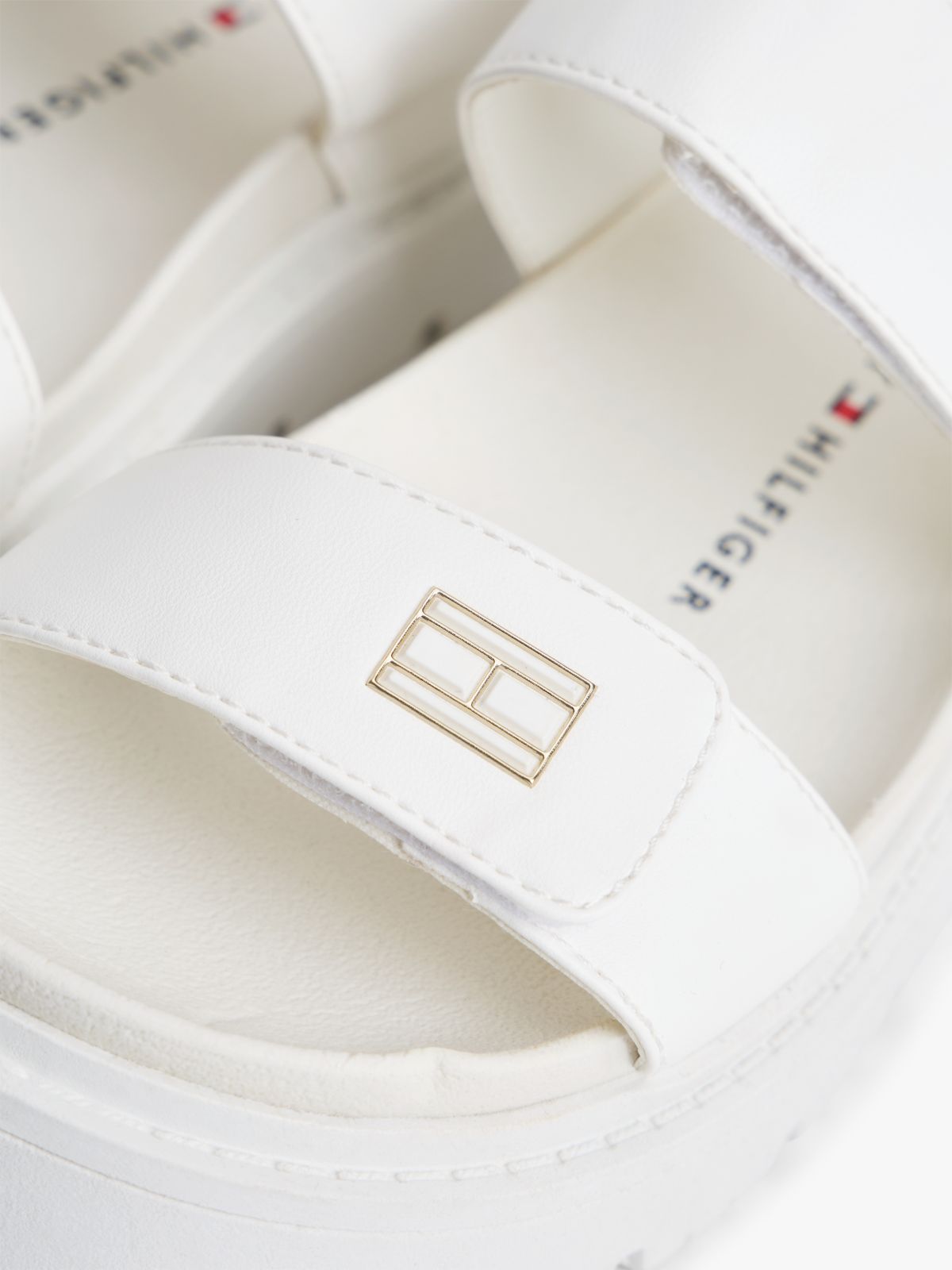 Chunky Cleat Hook And Loop Sandals — White