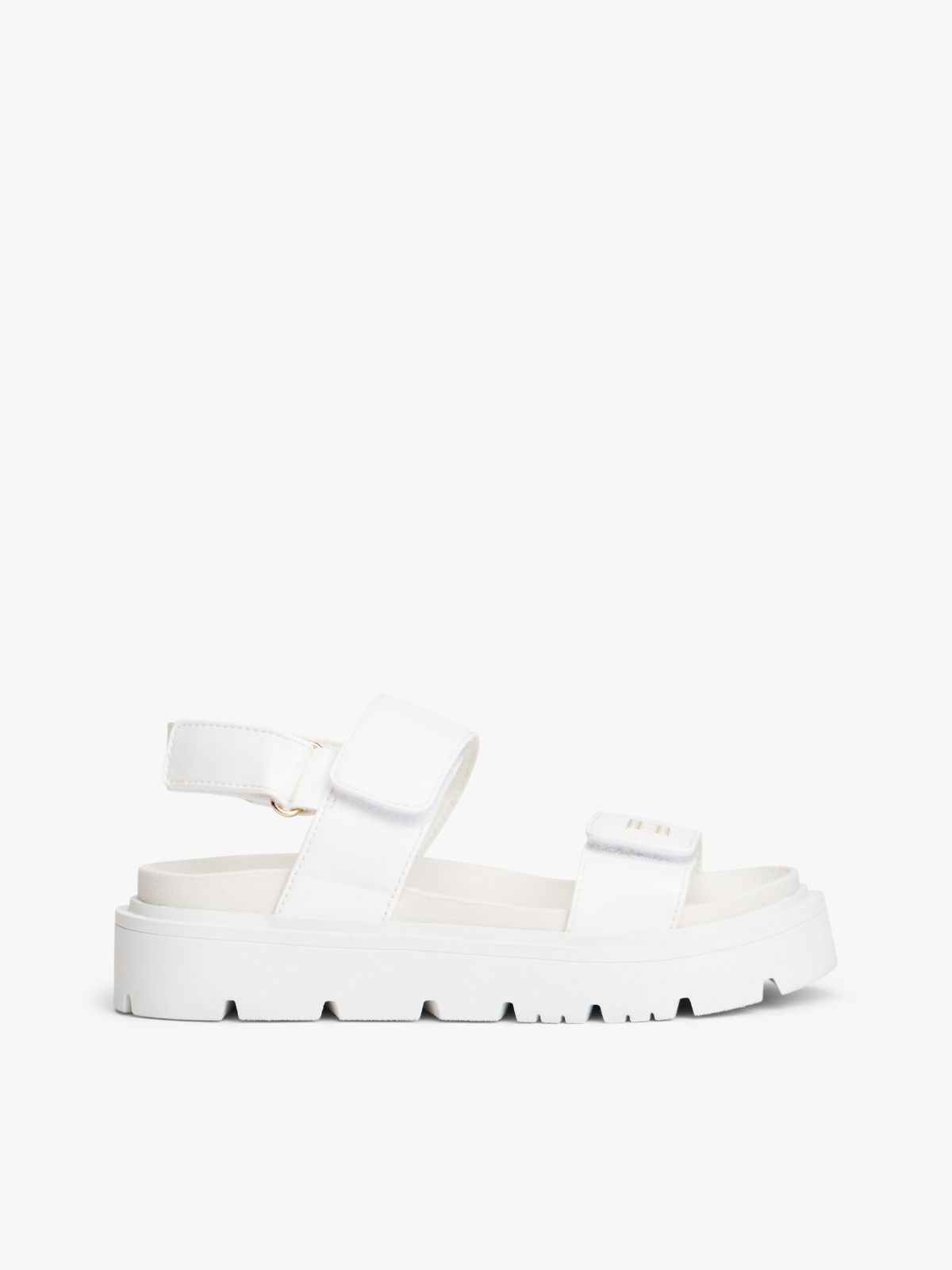 Chunky Cleat Hook And Loop Sandals — White