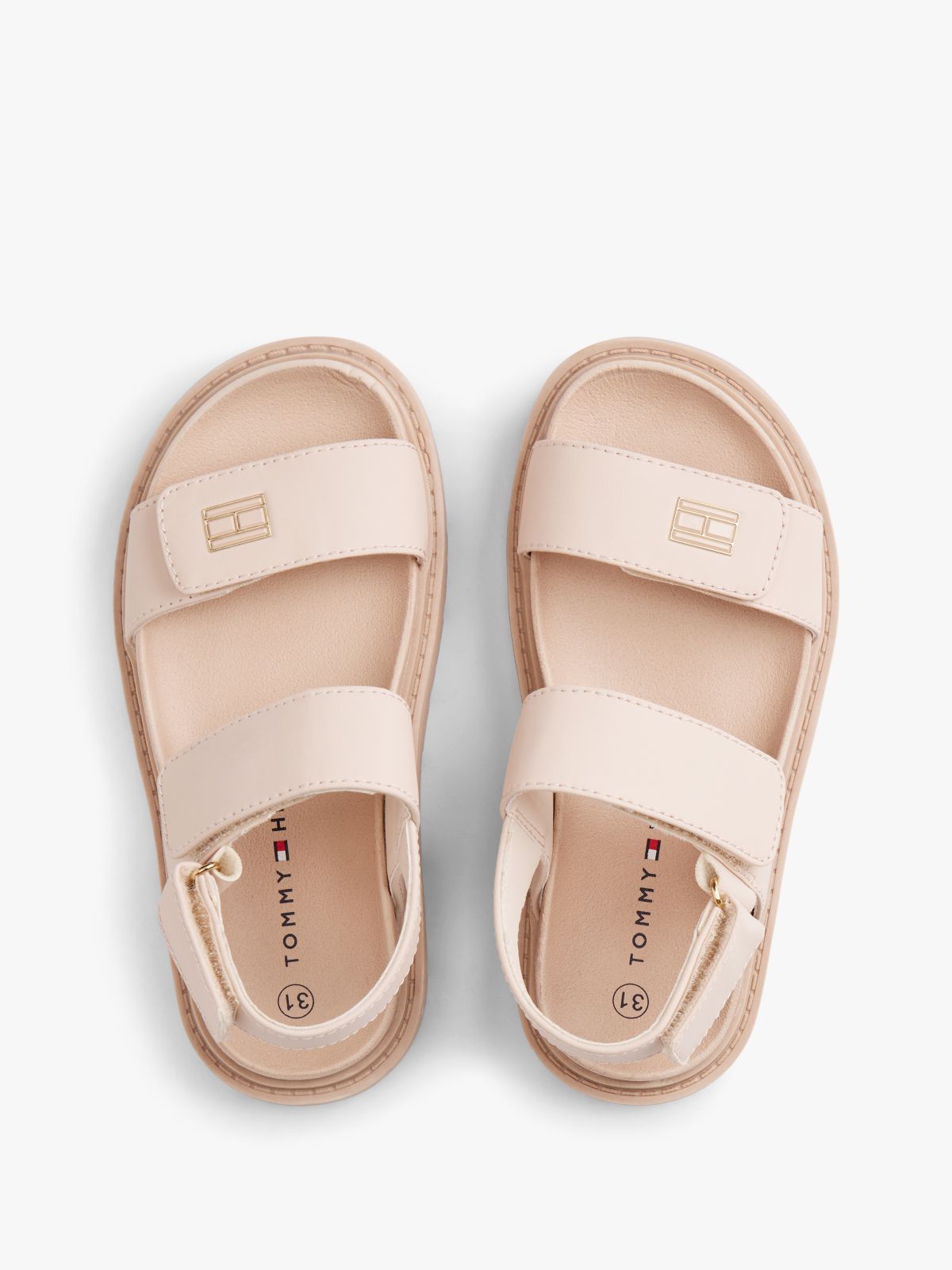 Chunky Cleat Hook And Loop Sandals — Pink