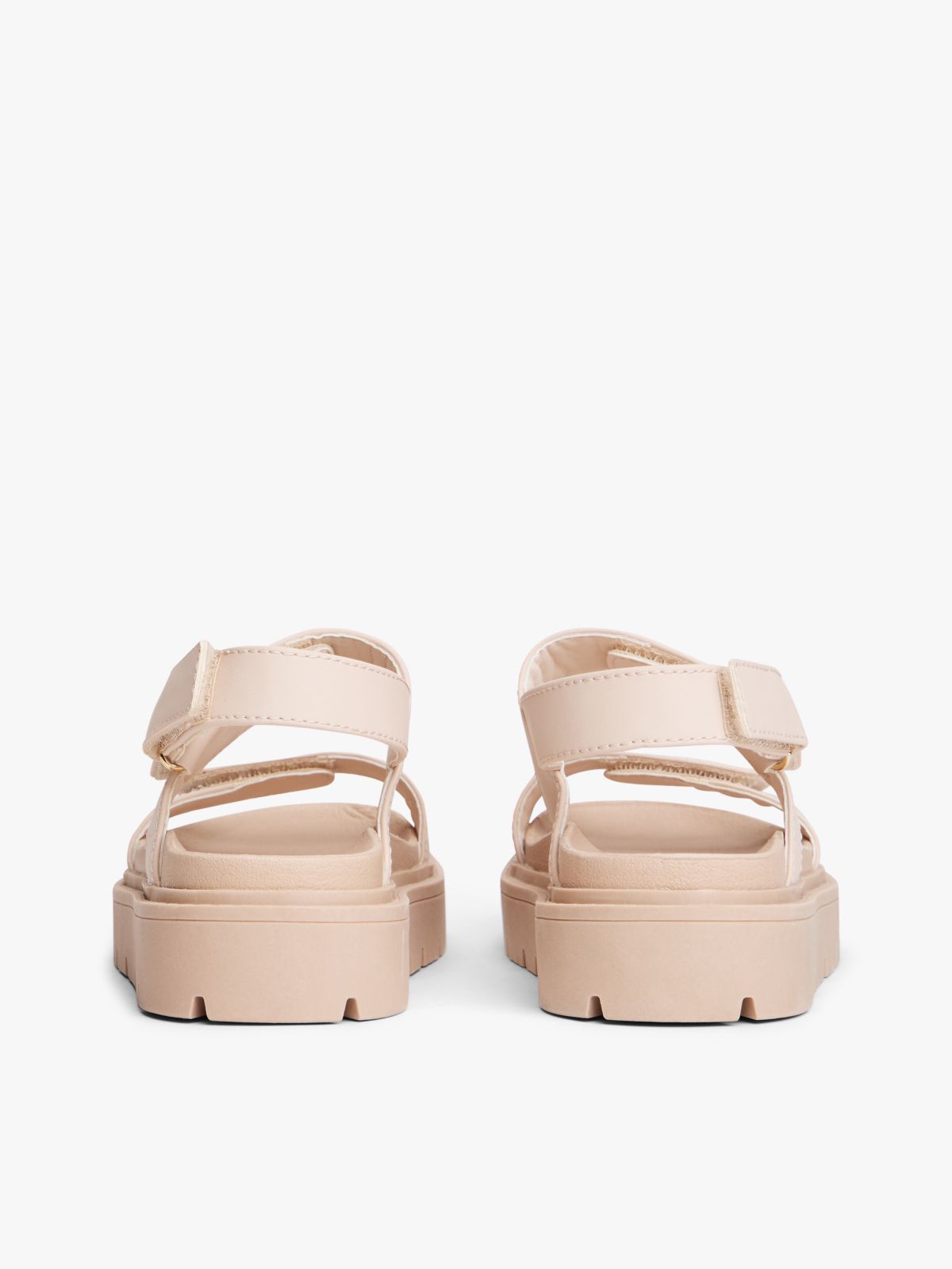 Chunky Cleat Hook And Loop Sandals — Pink