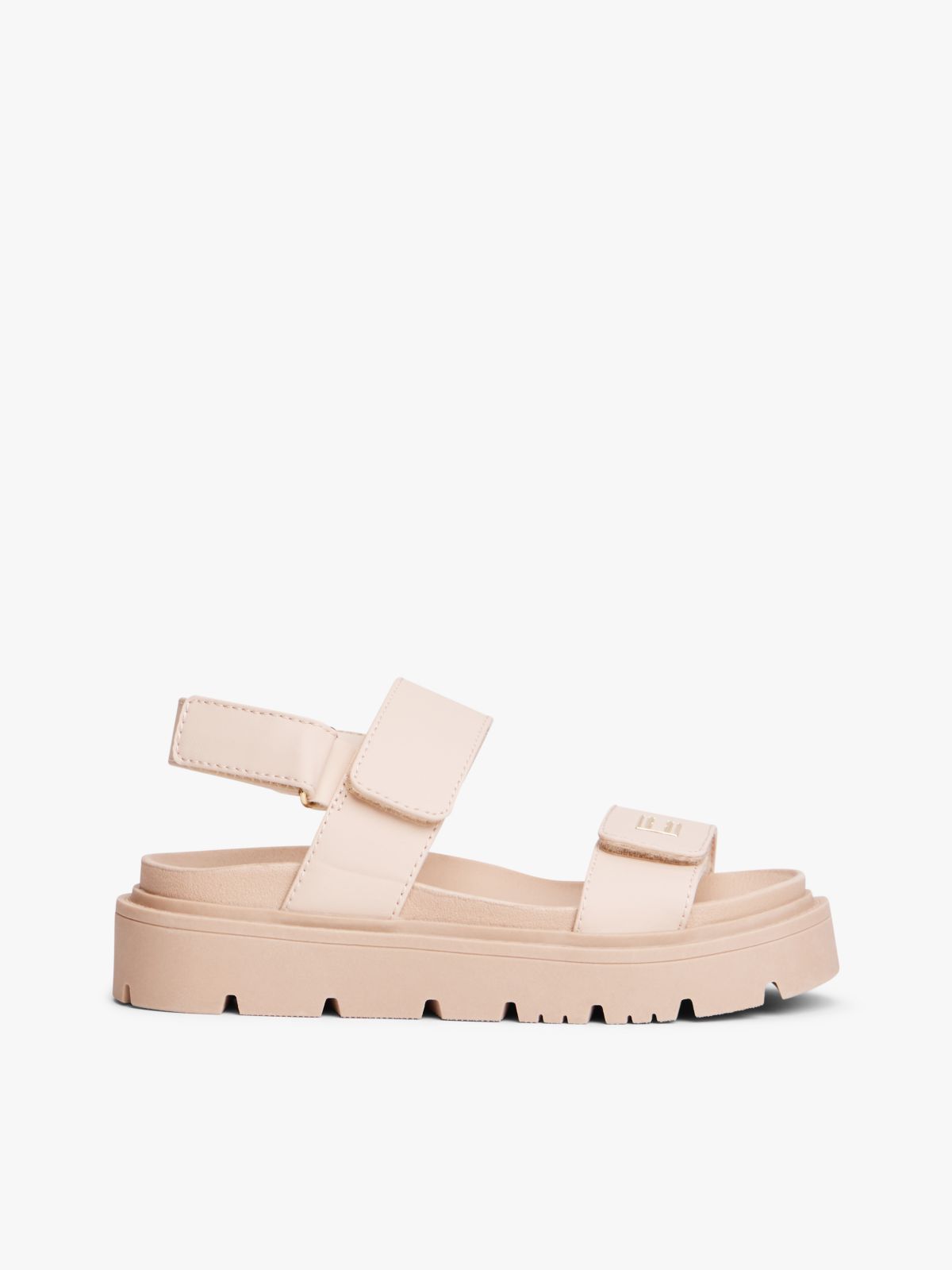 Chunky Cleat Hook And Loop Sandals — Pink
