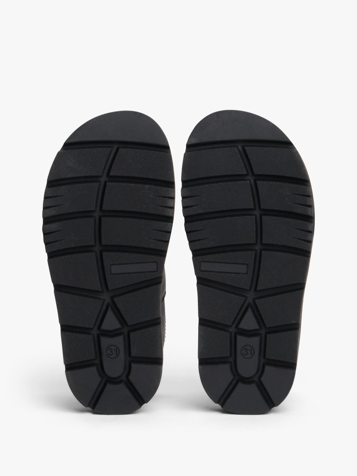 Chunky Cleat Hook And Loop Sandals — Black