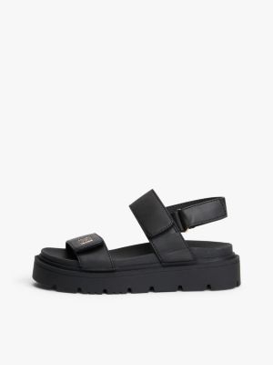 black chunky cleat hook and loop sandals for girls tommy hilfiger