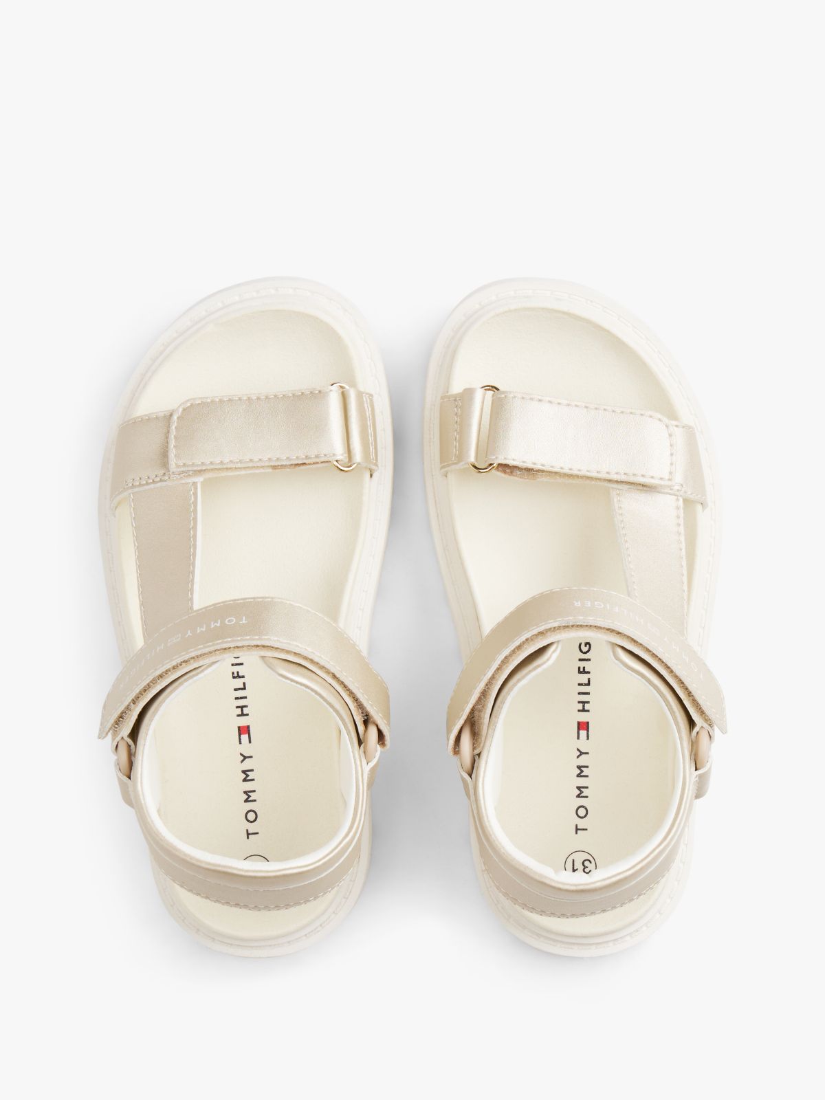 Metallic Cleat Hook And Loop Sandals — Gold