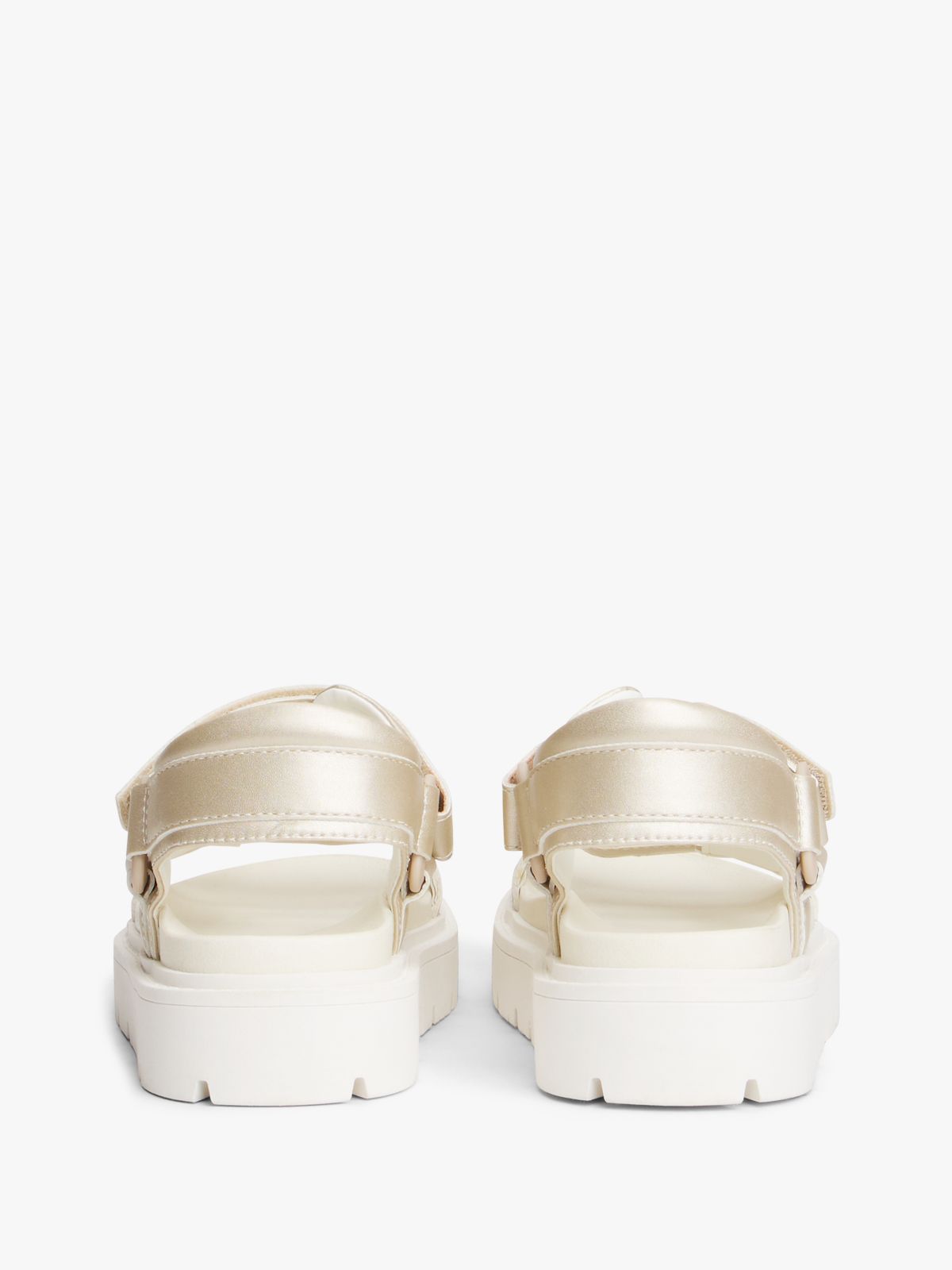 Metallic Cleat Hook And Loop Sandals — Gold
