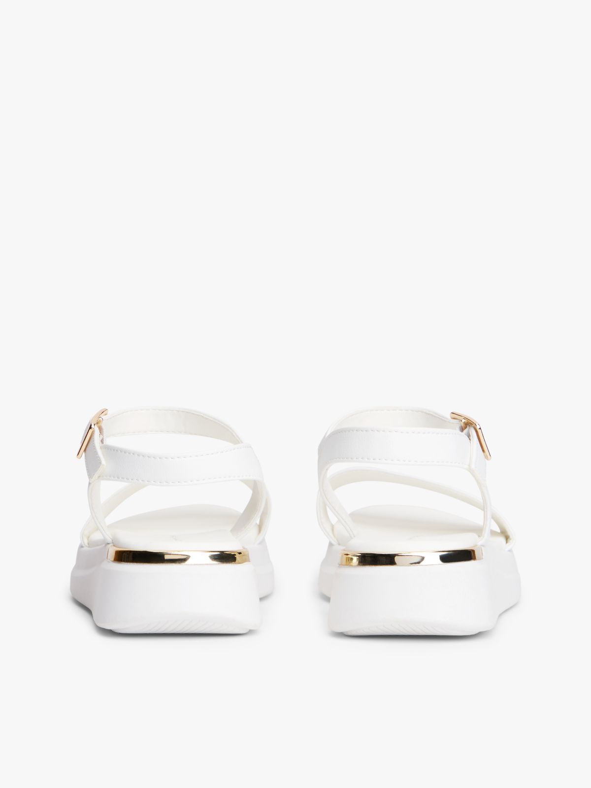 TH Monogram Strap Metallic Trim Sandals — White