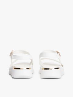 TH Monogram Strap Metallic Trim Sandals — White 4