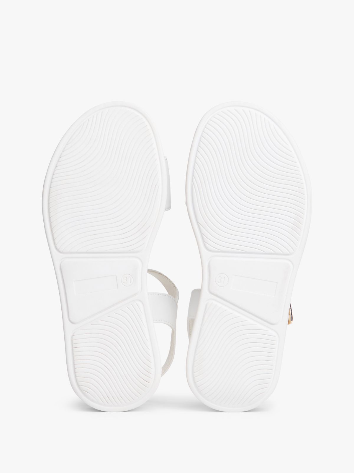 TH Monogram Strap Metallic Trim Sandals — White