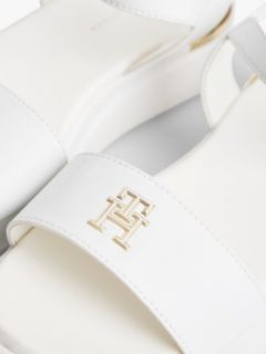 TH Monogram Strap Metallic Trim Sandals — White 6