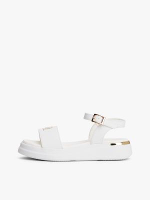 white th monogram strap metallic trim sandals for girls tommy hilfiger