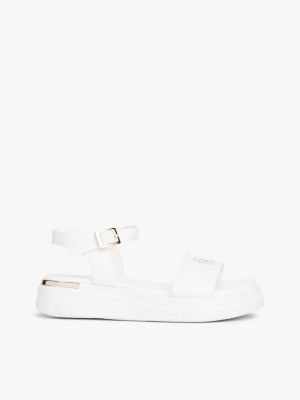 white sandale mit th-monogramm und metallic-besatz für mädchen - tommy hilfiger