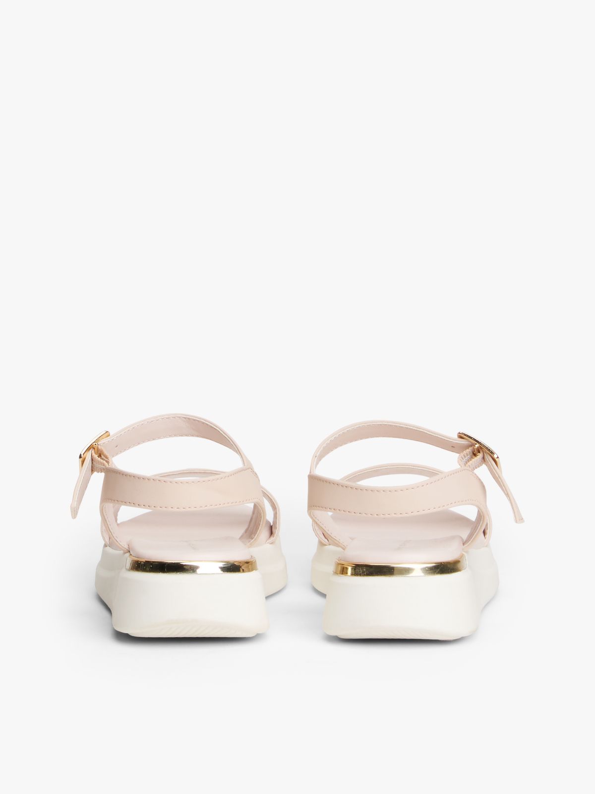 TH Monogram Strap Metallic Trim Sandals — Pink