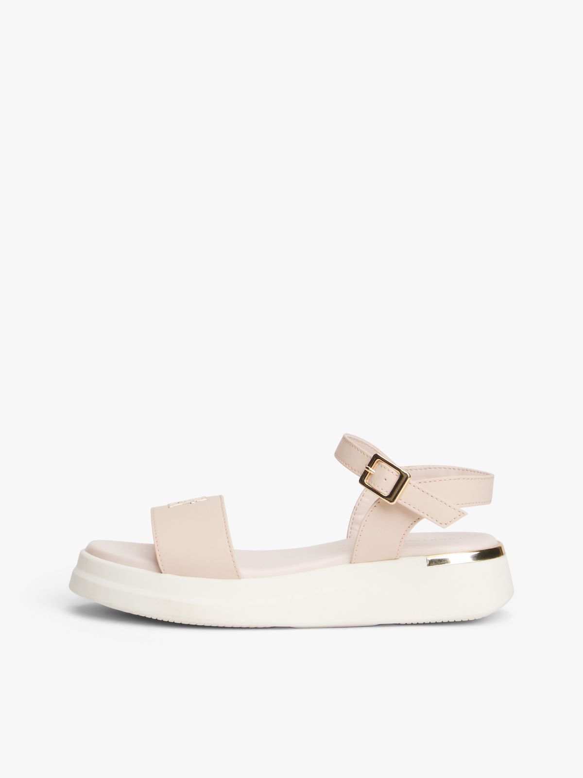 TH Monogram Strap Metallic Trim Sandals — Pink