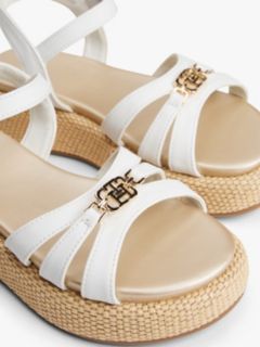 Jute TH Monogram Platform Sandals — White 6