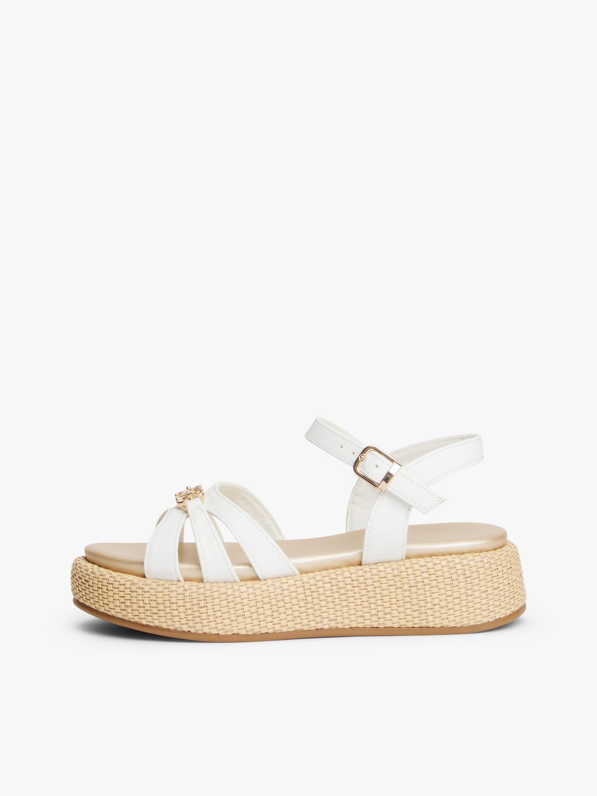 Jute TH Monogram Platform Sandals — White