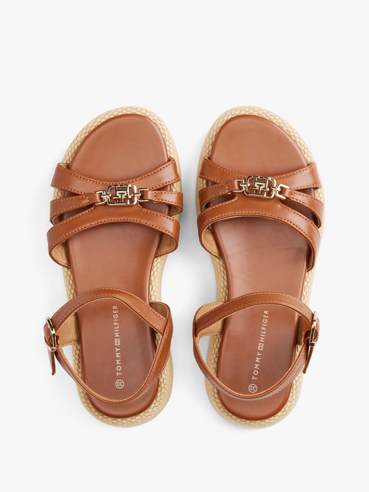 Jute TH Monogram Platform Sandals — Brown