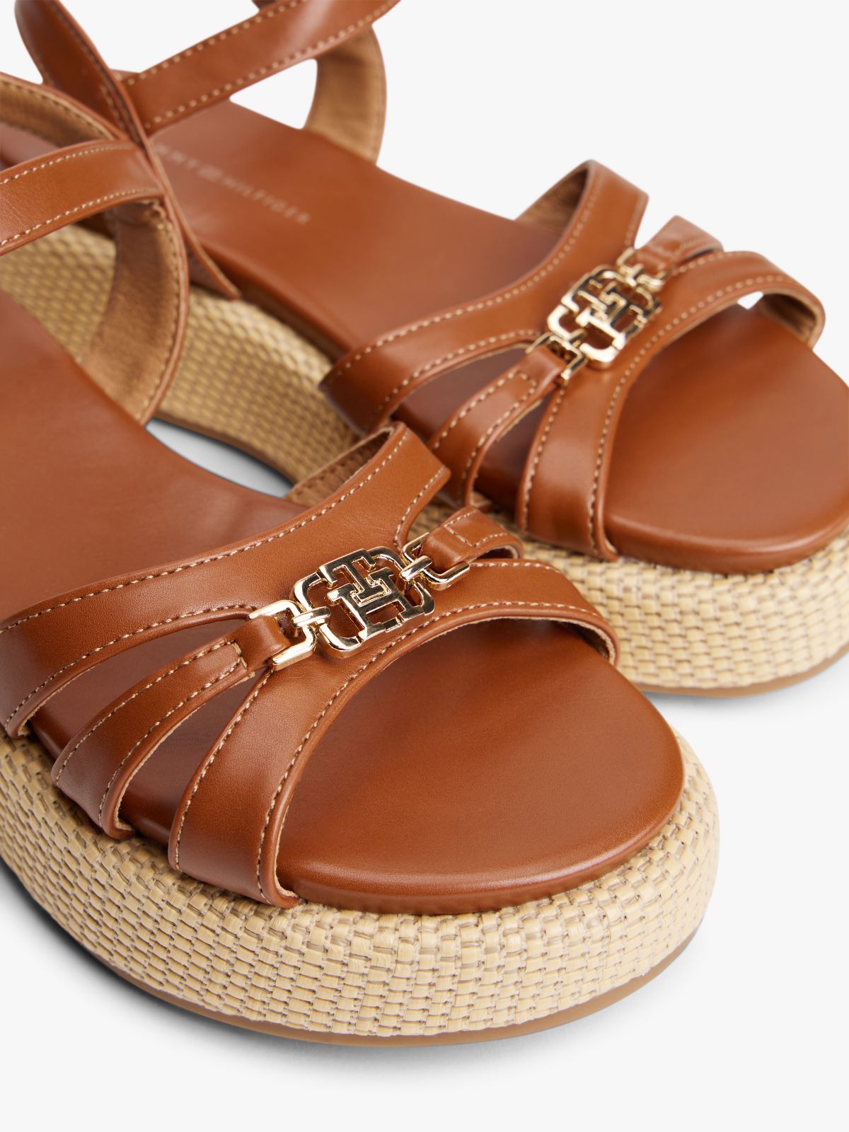 Jute TH Monogram Platform Sandals — Brown