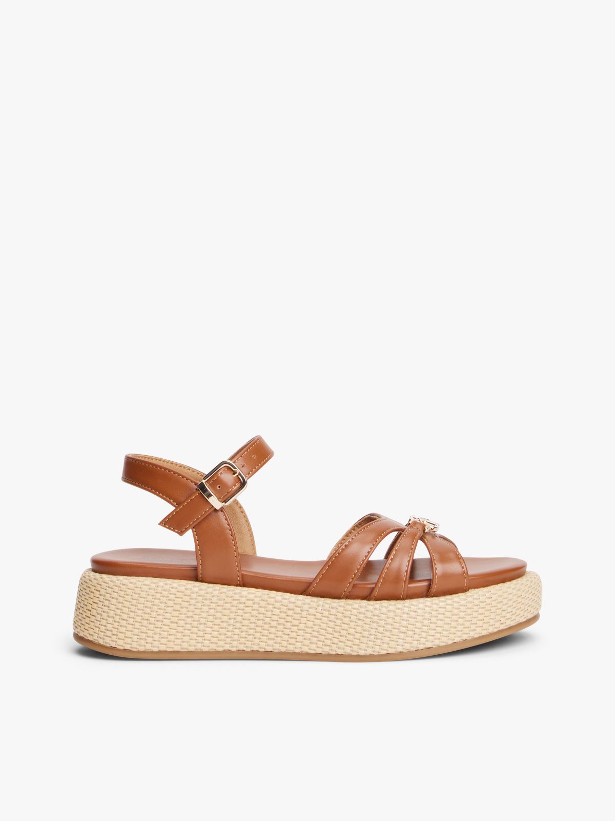 Jute TH Monogram Platform Sandals — Brown