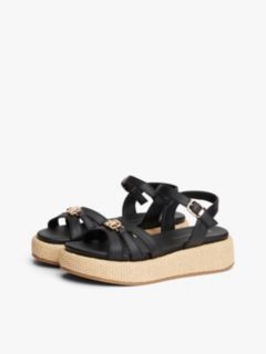 Jute TH Monogram Platform Sandals — Black 2