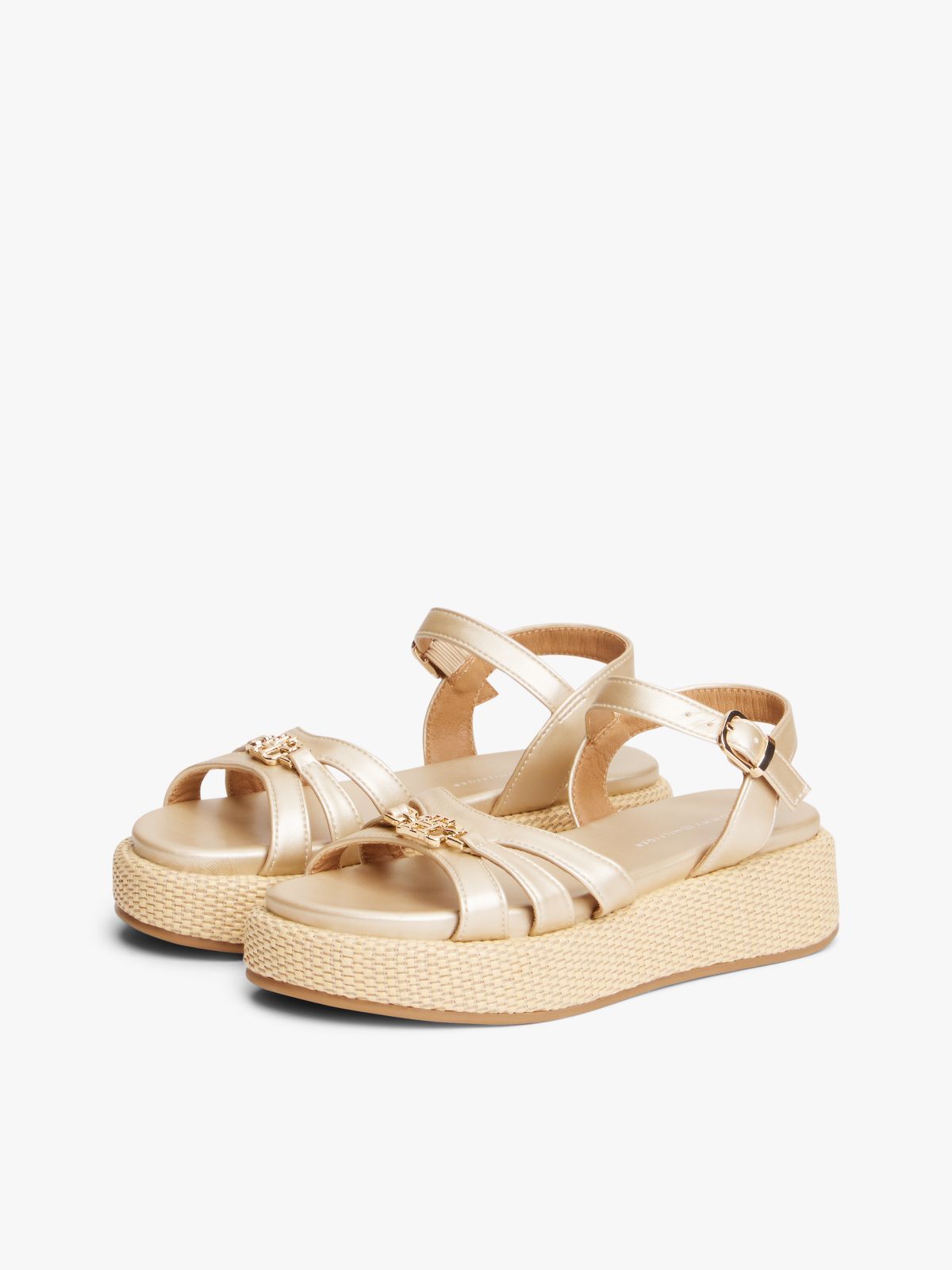 Jute TH Monogram Shiny Sandals — Gold
