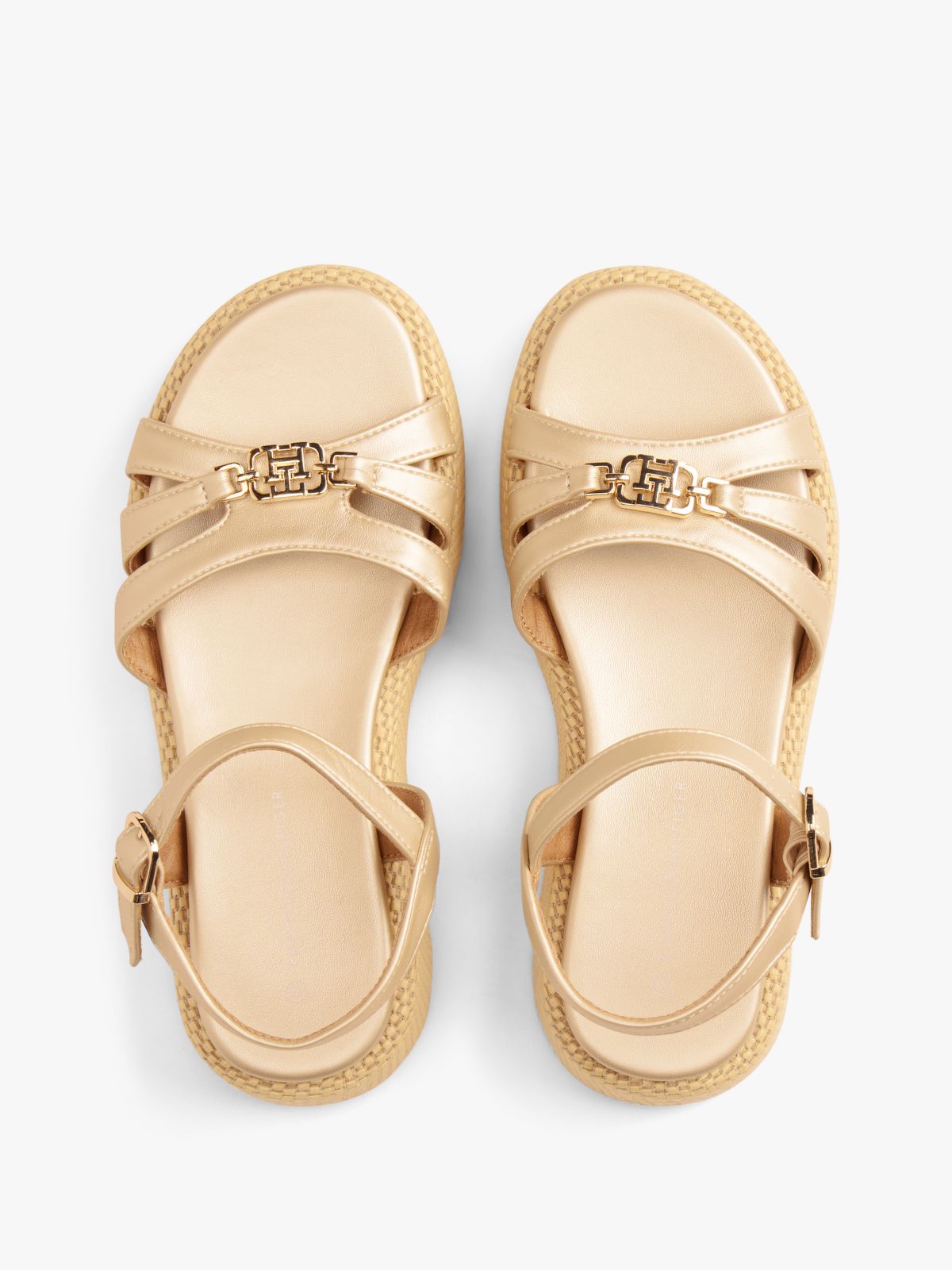 Jute TH Monogram Shiny Sandals — Gold