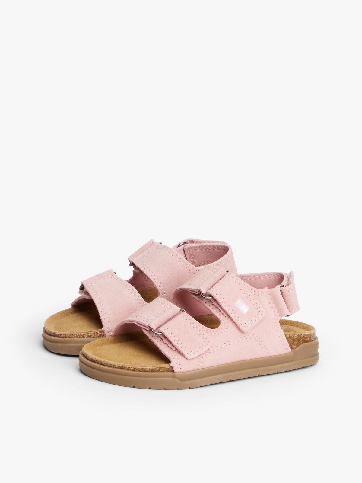 Suede Hook And Loop Sandals — Pink